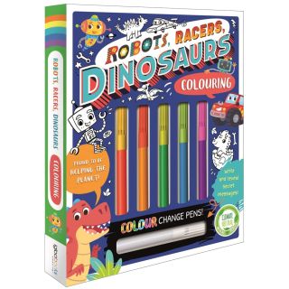 Robots, Racers, Dinosaurs Colouring (Book and Pen Set)
