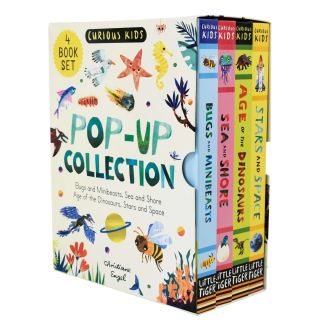 Curious Kids Pop-Up Collection 4 Books Set (Bugs and Minibeasts, Sea and Shore, Age of the Dinosaurs & Stars and Space)